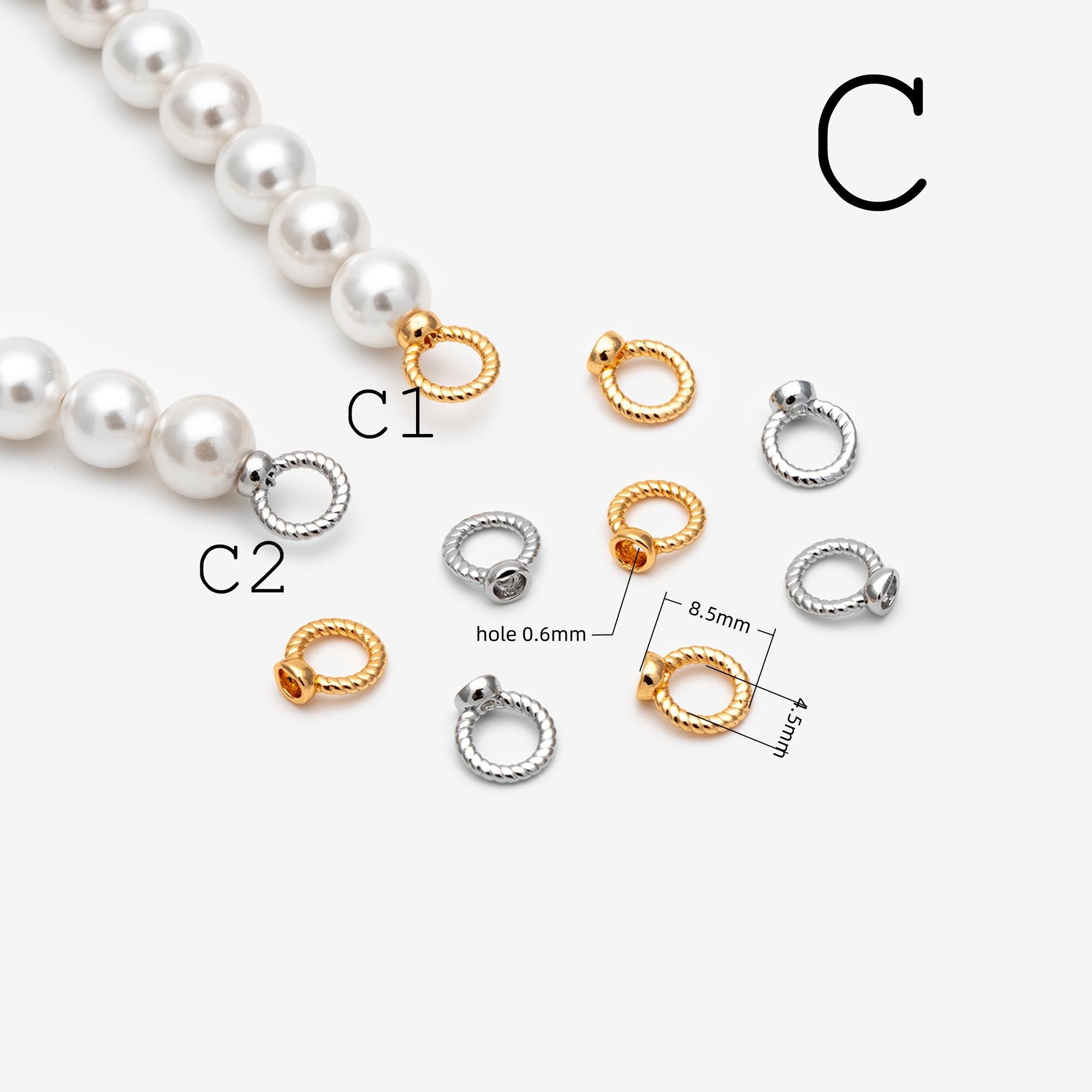 10pcs Gold Bead End Cap with Loop, Gold plated Brass bead end for Necklace Making (GB-4262)